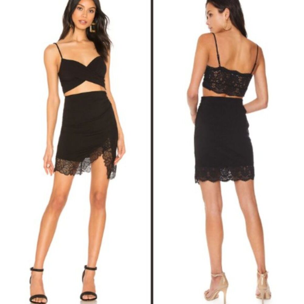 Free People Va Va Voom Two-Piece Black Skirt Set | S